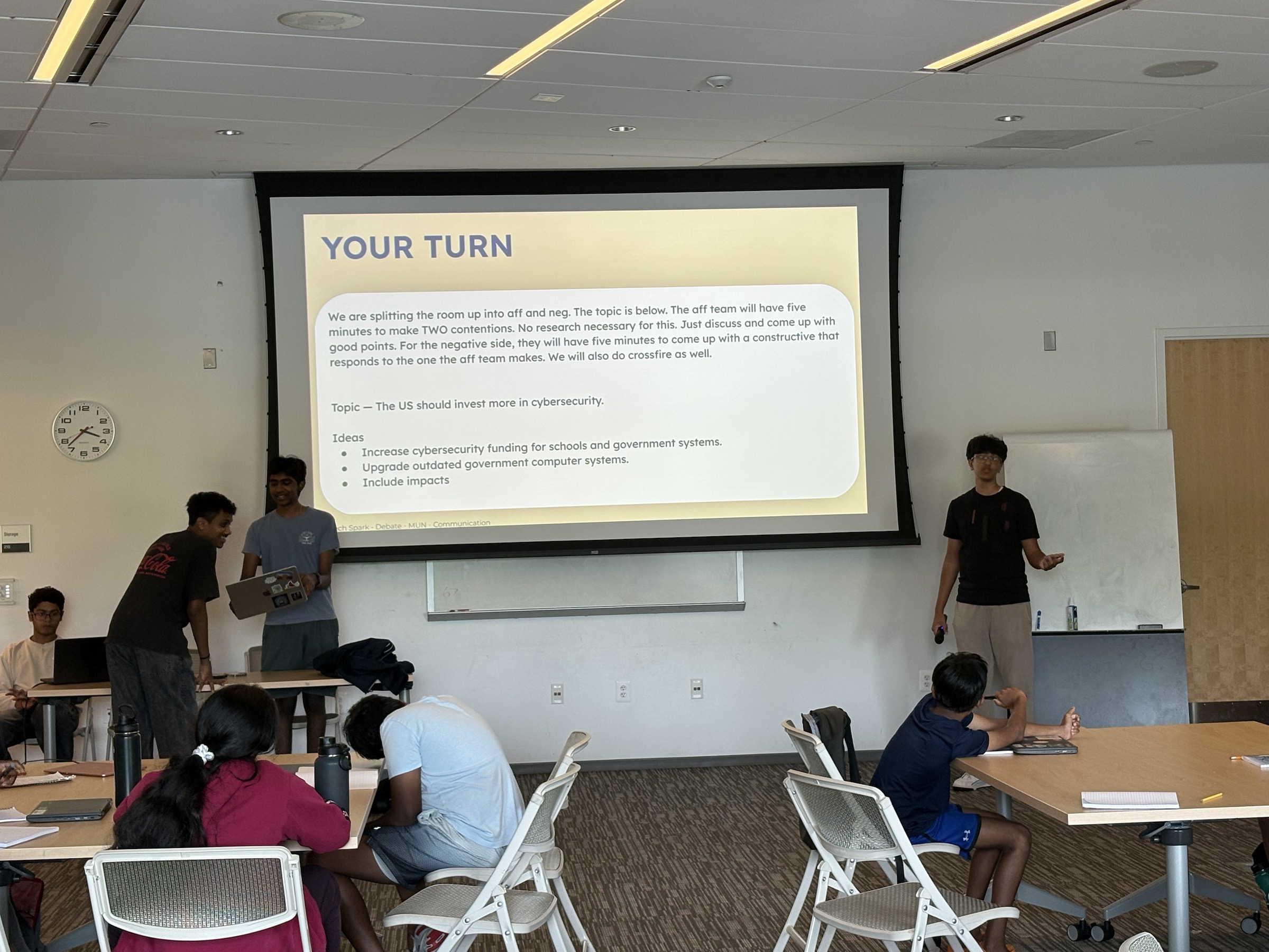 Students listening and preparing